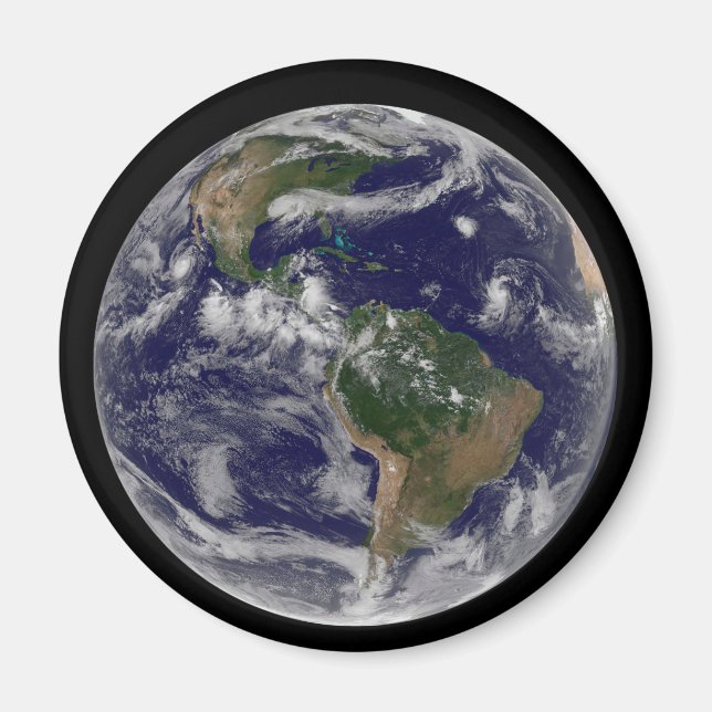 Full Earth Showing Various Tropical Storm Systems. Magnet (Front)