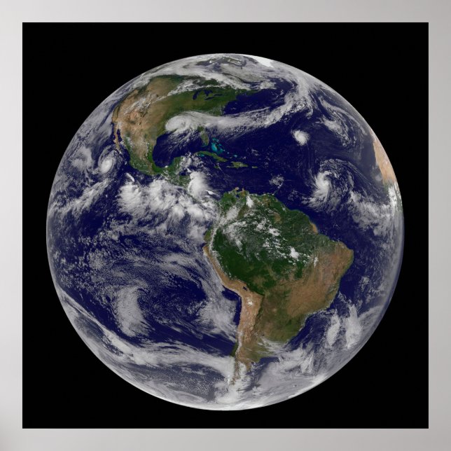 Full Earth Showing Various Tropical Storm Systems. Poster (Front)