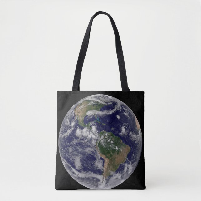 Full Earth Showing Various Tropical Storm Systems. Tote Bag (Front)
