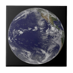 Full Earth Showing Various Tropical Storms. Ceramic Tile