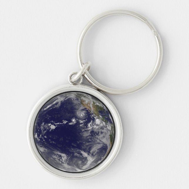 Full Earth Showing Various Tropical Storms. Key Ring (Front)