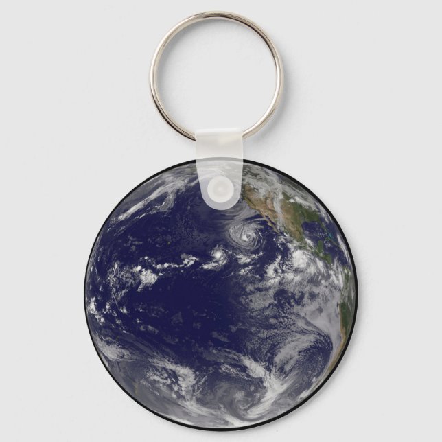 Full Earth Showing Various Tropical Storms. Key Ring (Front)