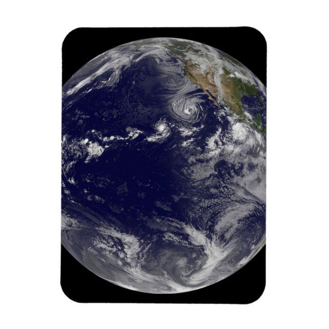 Full Earth Showing Various Tropical Storms. Magnet (Vertical)