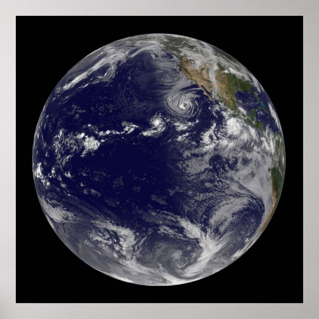Full Earth Showing Various Tropical Storms. Poster (Front)