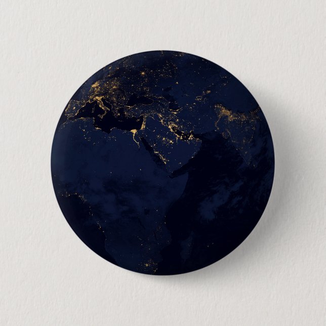 Full Earth With City Lights 6 Cm Round Badge (Front)