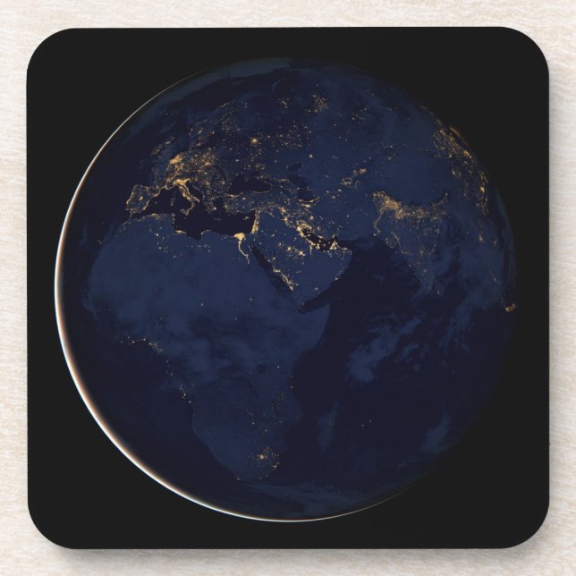 Full Earth With City Lights Coaster (Front)