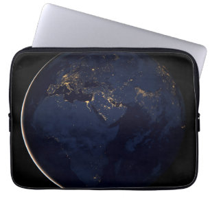 Full Earth With City Lights Laptop Sleeve