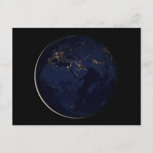 Full Earth With City Lights Postcard
