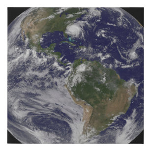 Full Earth With Hurricane Irene On East Coast. Faux Canvas Print