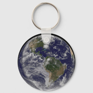 Full Earth With Hurricane Irene On East Coast. Key Ring