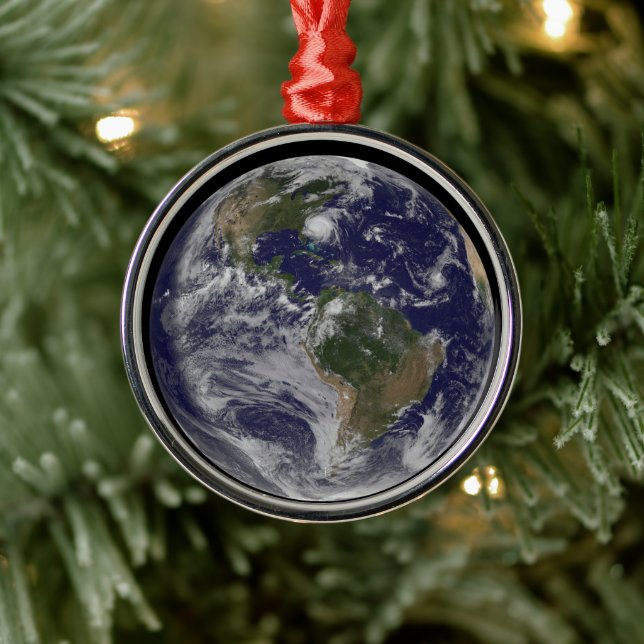 Full Earth With Hurricane Irene On East Coast. Metal Ornament (Tree)