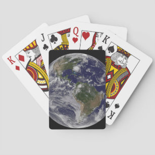 Full Earth With Hurricane Irene On East Coast. Playing Cards