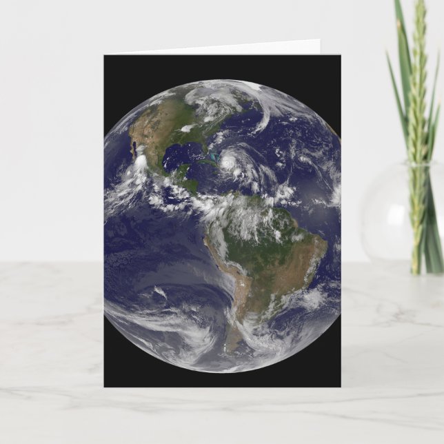 Full Earth With Hurricane Irene Over The Bahamas. Card (Front)