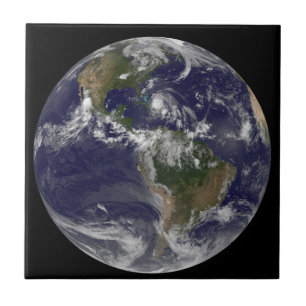 Full Earth With Hurricane Irene Over The Bahamas. Ceramic Tile