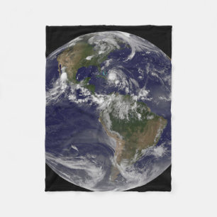 Full Earth With Hurricane Irene Over The Bahamas. Fleece Blanket