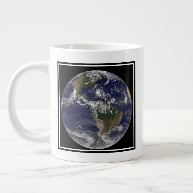 Full Earth With Hurricane Irene Over The Bahamas. Large Coffee Mug (Left)