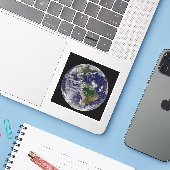 Full Earth With Tropical Storms In The Atlantic (Laptop w/ iPhone)