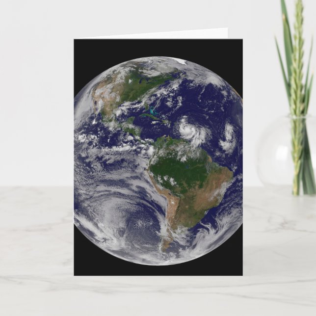 Full Earth With Tropical Storms In The Atlantic Card (Front)