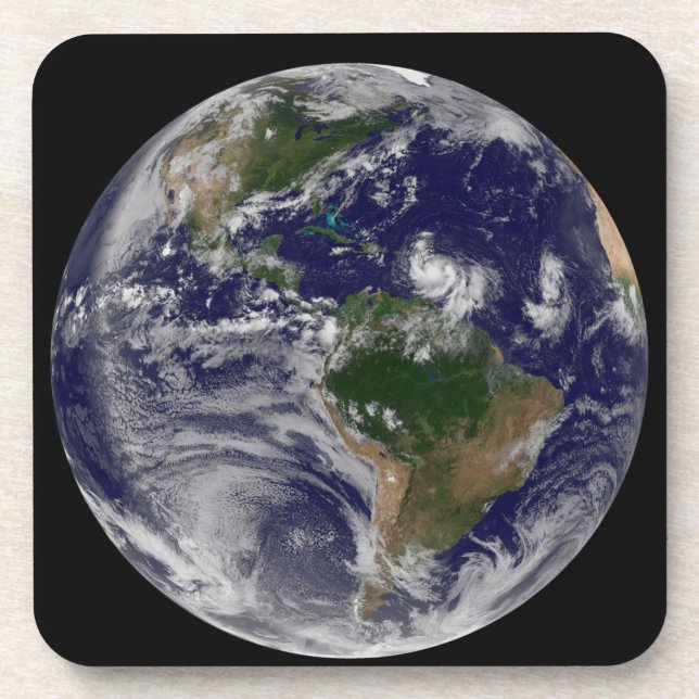 Full Earth With Tropical Storms In The Atlantic Coaster (Front)