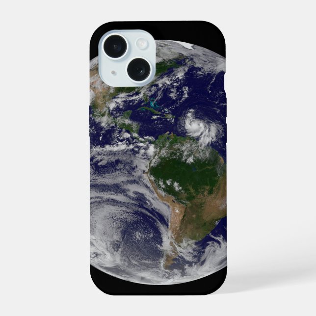 Full Earth With Tropical Storms In The Atlantic iPhone 15 Case (Back)