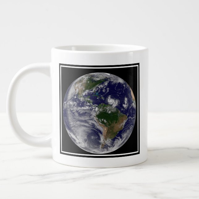 Full Earth With Tropical Storms In The Atlantic Large Coffee Mug (Left)