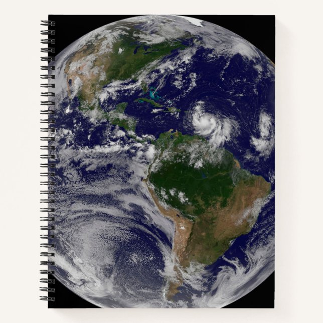 Full Earth With Tropical Storms In The Atlantic Notebook (Front)