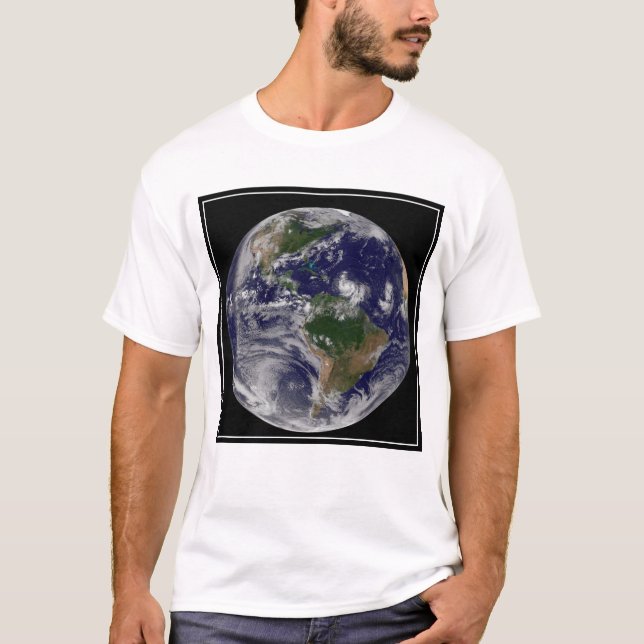 Full Earth With Tropical Storms In The Atlantic T-Shirt (Front)