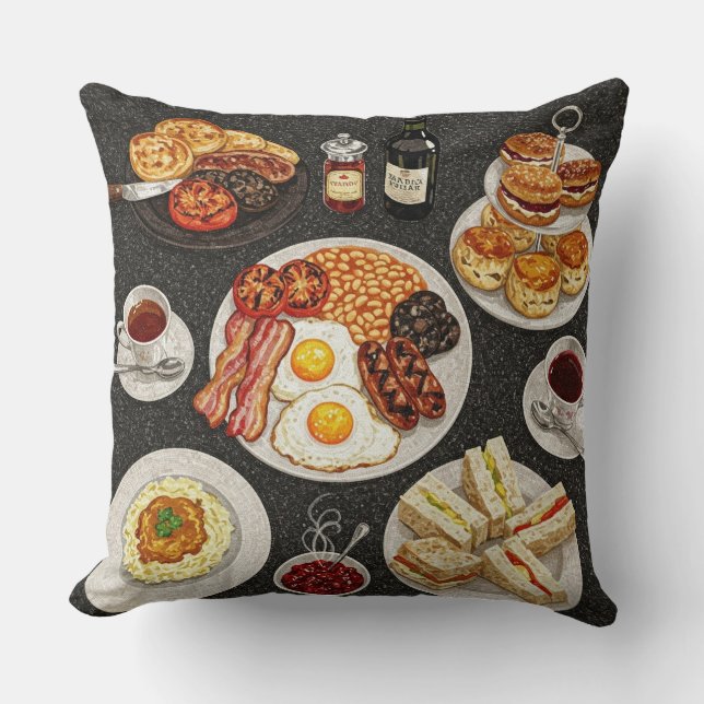Full English Breakfast Mosaic Cushion (Front)