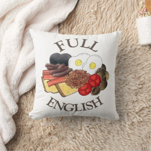 Full English Breakfast UK British Food Cuisine Cushion