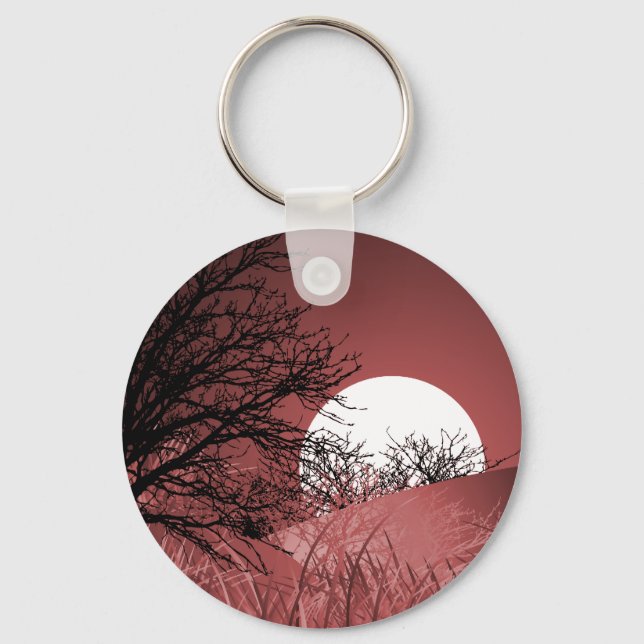 FULL FIELD MOON - RED KEY RING (Front)