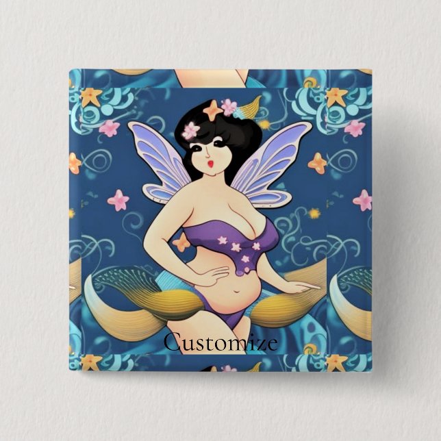 Full-figure Fairy Goddess Thunder_Cove  15 Cm Square Badge (Front)