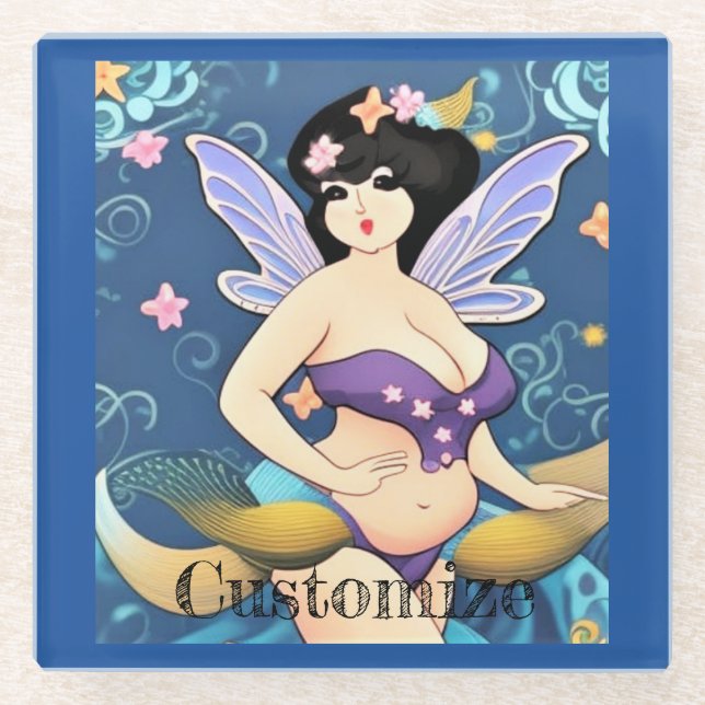 Full-figure Fairy Goddess Thunder_Cove Glass Coaster (Front)