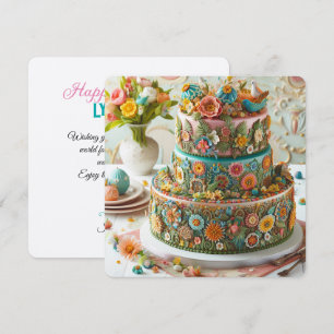 FULL FLORAL THEMED BIRTHDAY CAKE CARD