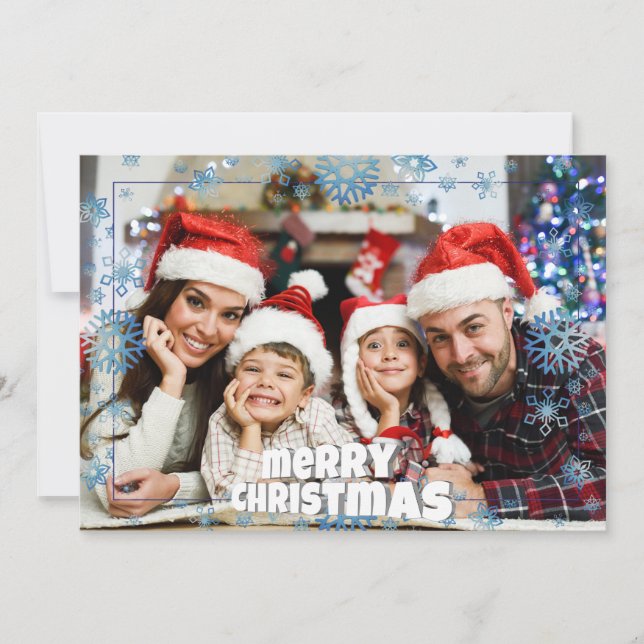 Full Front Photo Text on Back Merry Christmas Holiday Card (Front)