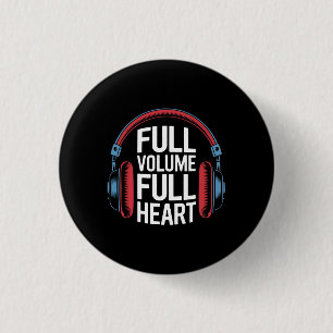 Full Heart Hearing Awareness Family Support T-Shir 3 Cm Round Badge