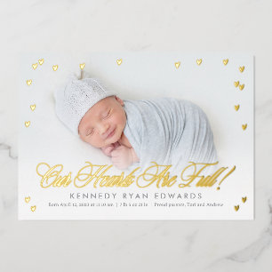 Full Hearts Foil Baby Birth Announcement