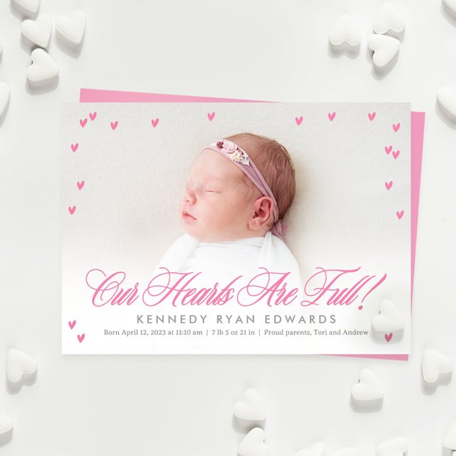 Full Hearts Modern Baby Birth Announcement (Creator Uploaded)