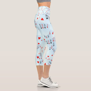 "Full House Frenzy: Scattered Quad Threes" Capri Leggings