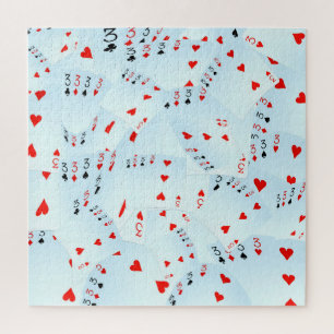 "Full House Frenzy: Scattered Quad Threes" Jigsaw Puzzle