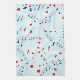 "Full House Frenzy: Scattered Quad Threes" Tea Towel
