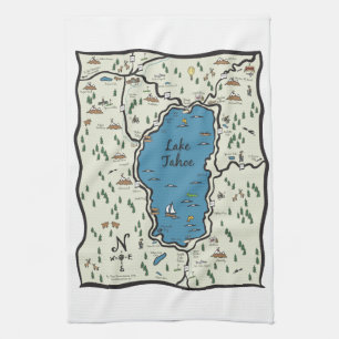 Full Lake Tahoe Area Map Tea Towel