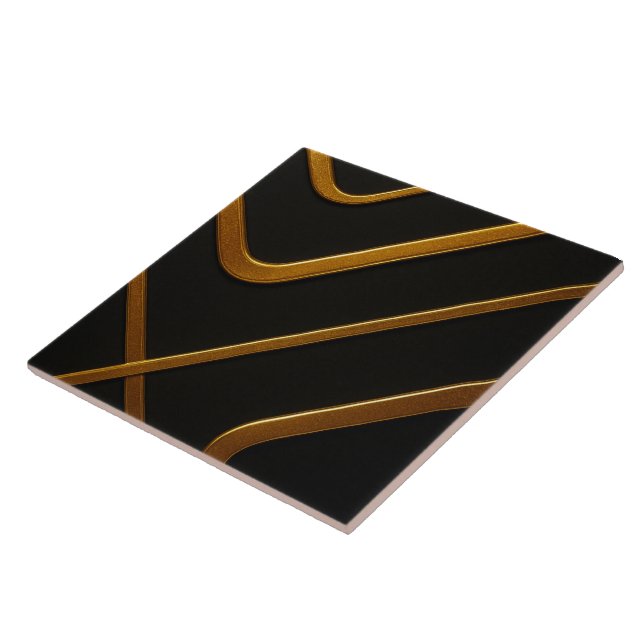 Full Liquid Gold Black Monochrome Architectural Ac Ceramic Tile (Side)