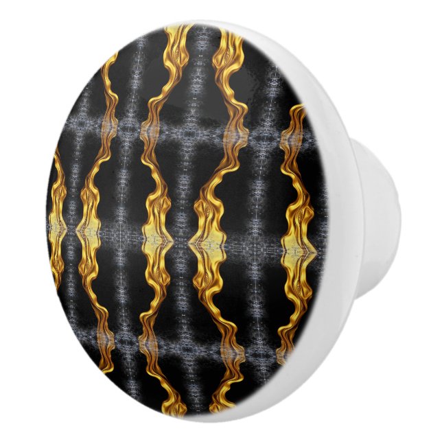 Full Liquid Gold Black Monochrome Cabinet Hardware Ceramic Knob (Right)