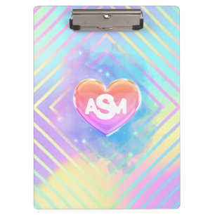 Full Monogram Rainbow Magic Heart Clipboard