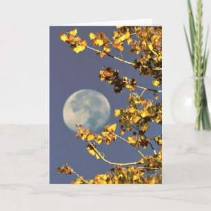 Full Moon and Autumn Leaves Greeting Card