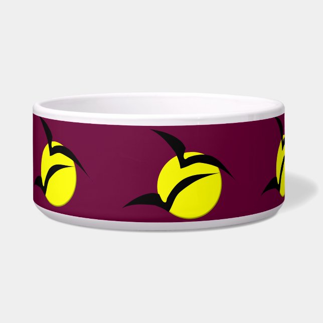 Full Moon and Bats Dog Bowl (Left)
