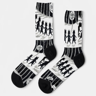 Full moon and Cats, Louis Wain Socks
