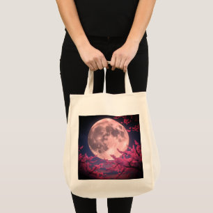 Full Moon and Cherry Blossoms Invitation – Elegant Tote Bag