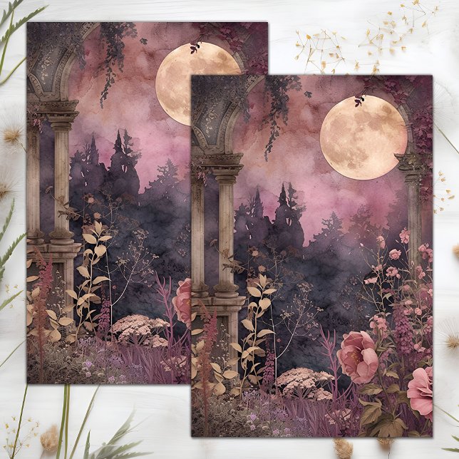 FULL MOON AND GARDEN DECOUPAGE TISSUE PAPER (FULL MOON AND GARDEN DECOUPAGE TISSUE PAPER)
