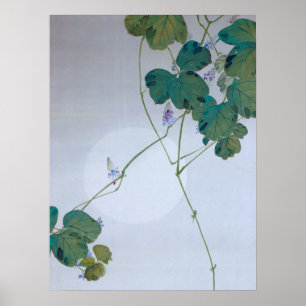 Full Moon and Kudzu Flower, Watanabe Seitei Poster